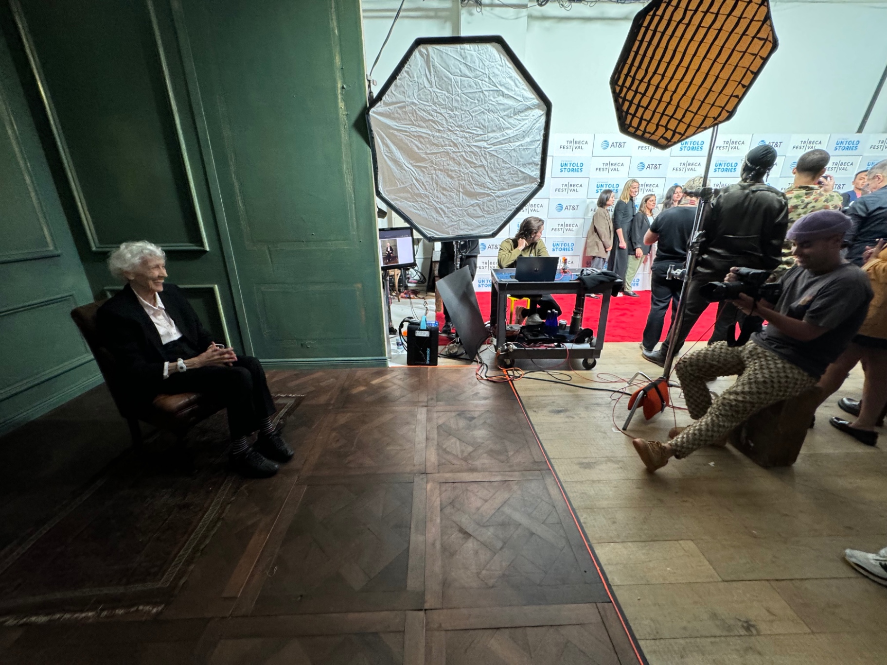 Subject sits for a filmed portrait interview in a Tribeca Festival Untold Stories studio.